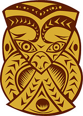 Image showing Maori Mask Woodcut