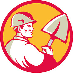 Image showing Construction Worker Spade Circle Retro