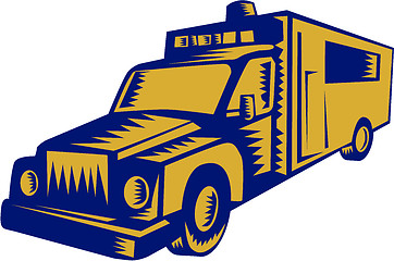 Image showing Ambulance Emergency Vehicle Truck Woodcut