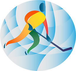 Image showing Ice Hockey Player Circle Retro