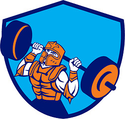 Image showing Knight Lifting Barbell Crest Retro