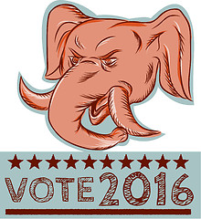 Image showing Vote 2016 Republican Elephant Mascot Head Etching