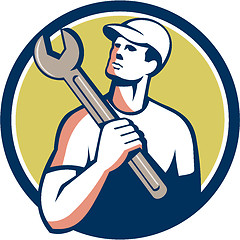 Image showing Tradesman Mechanic Spanner Circle Retro