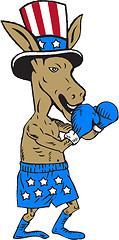 Image showing Democrat Donkey Boxer Mascot Cartoon