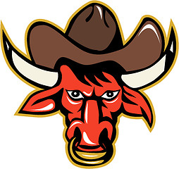 Image showing Bull Cowboy Head Front Retro