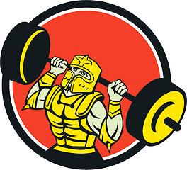 Image showing Knight Lifting Barbell Circle Retro