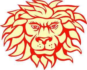 Image showing Angry Lion Big Cat Head Retro