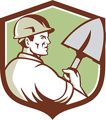 Image showing Construction Worker Spade Crest Retro