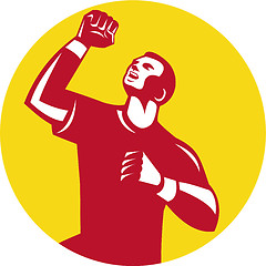 Image showing Athlete Fist Pump Circle Retro