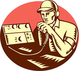 Image showing Ham Radio Operator Circle Woodcut