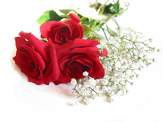 Image showing Rose bouquet on white