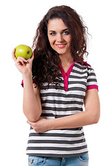 Image showing Girl with green apple