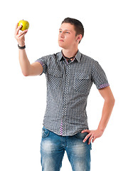 Image showing Man with green apple