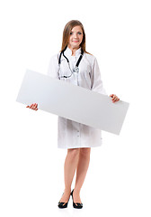 Image showing Doctor with stethoscope showing blank board