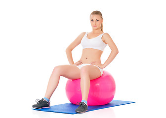 Image showing Fitness woman with fitness-ball