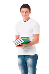 Image showing Boy student with books