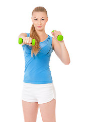 Image showing Fitness woman with dumbbells