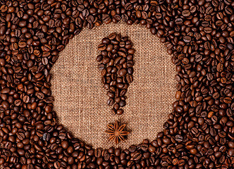 Image showing Coffee beans on old burlap