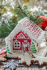 Image showing Painted gingerbread house.