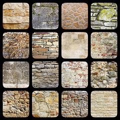 Image showing collection of old stone wall textures
