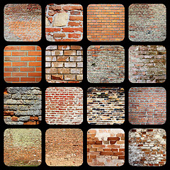 Image showing collection of brick wall textures