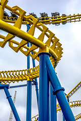 Image showing crazy rollercoaster rides at amusement park