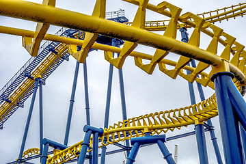 Image showing crazy rollercoaster rides at amusement park