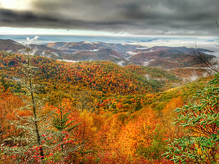 Image showing autumn drive on blue ridge parkway