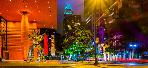 Image showing night time on streets of charlotte north carolina