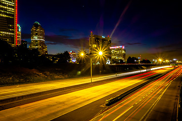 Image showing night time on streets of charlotte north carolina