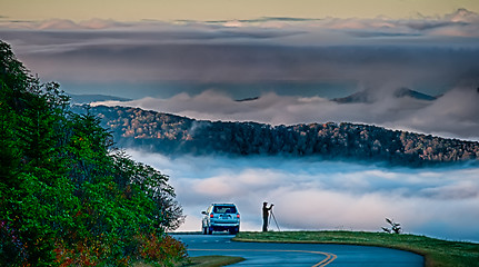 Image showing autumn drive on blue ridge parkway