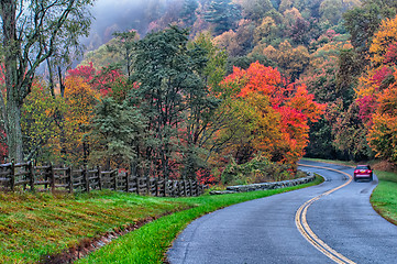 Image showing autumn drive on blue ridge parkway