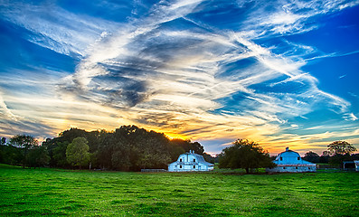 Image showing farmland at sunset in york south carolina