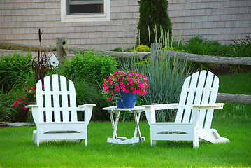 Image showing Two lawn chairs