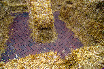 Image showing Maze for either people or livestock to navigate made from straw 