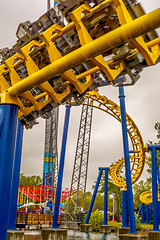 Image showing crazy rollercoaster rides at amusement park