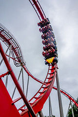 Image showing crazy rollercoaster rides at amusement park