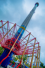 Image showing crazy rollercoaster rides at amusement park