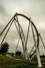 Image showing crazy rollercoaster rides at amusement park