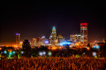 Image showing night time on streets of charlotte north carolina