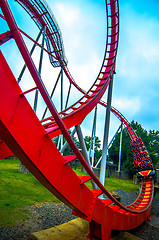 Image showing crazy rollercoaster rides at amusement park