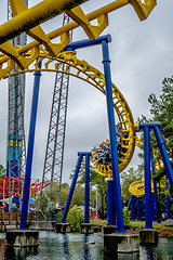 Image showing crazy rollercoaster rides at amusement park