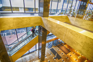 Image showing Interior of an office building lobby with reception