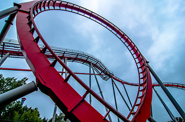 Image showing crazy rollercoaster rides at amusement park