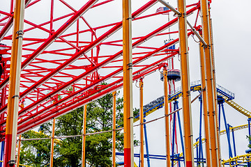 Image showing crazy rollercoaster rides at amusement park