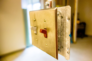 Image showing light switch ready to get enclosed into wall during construction