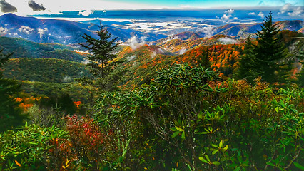 Image showing autumn drive on blue ridge parkway