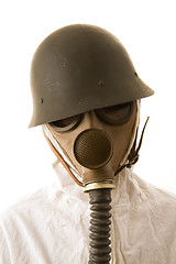 Image showing Person in gas mask and helmet