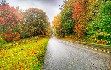 Image showing autumn drive on blue ridge parkway