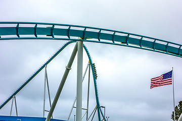 Image showing crazy rollercoaster rides at amusement park